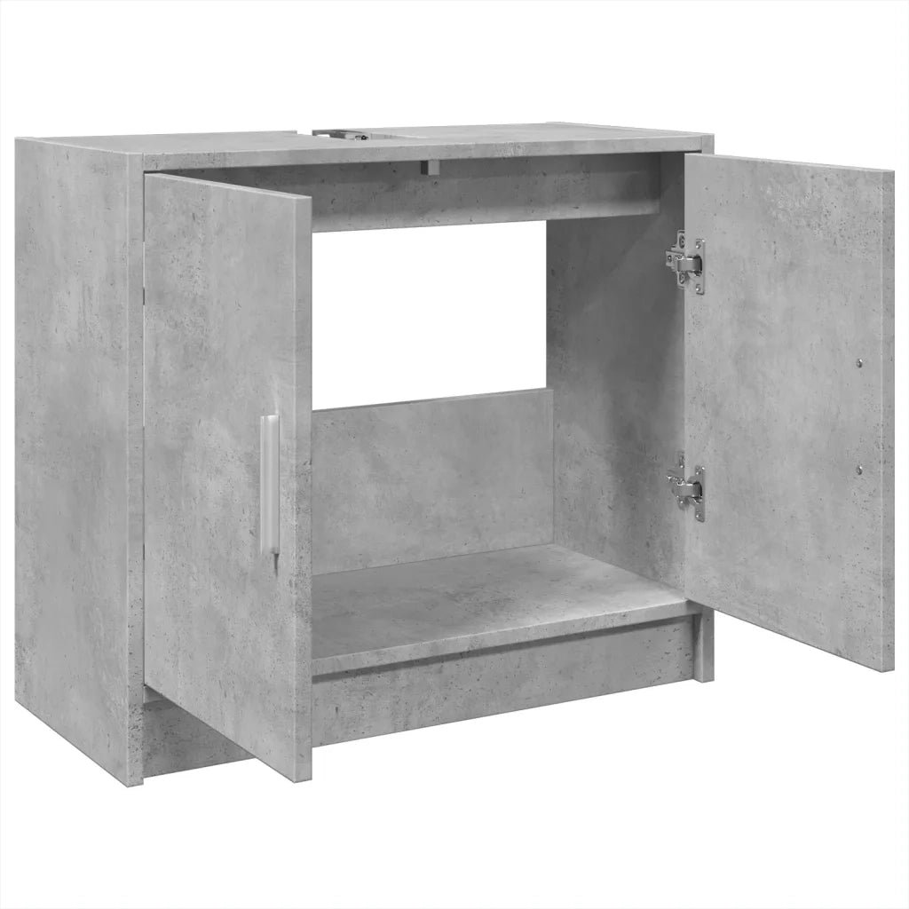 Mobile Lavabo-Armadietto da bagno Grigio Cemento 63x29x55 cm in Legno Multistrato 679148