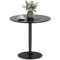 Tavolo da pranzo per 2 persone, piano rotondo Ø80 cm, MDF e Acciaio, antiscivolo, Nero, 75H cm