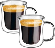 Set di bicchieri a doppia parete per caffè espresso - 2 pezzi - 120 ml - vetro borosilicato - soffiato a mano - adatto per bevande calde e fredde