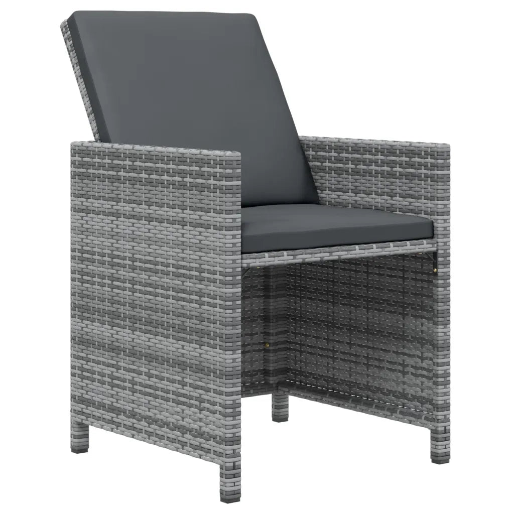 Set da Pranzo per Giardino 15 pz con Cuscini Polyrattan Grigio cod mxl 36020