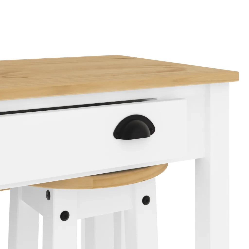 vidaXL Set da Bar 5 pz Bianco in Legno Massello di Pino