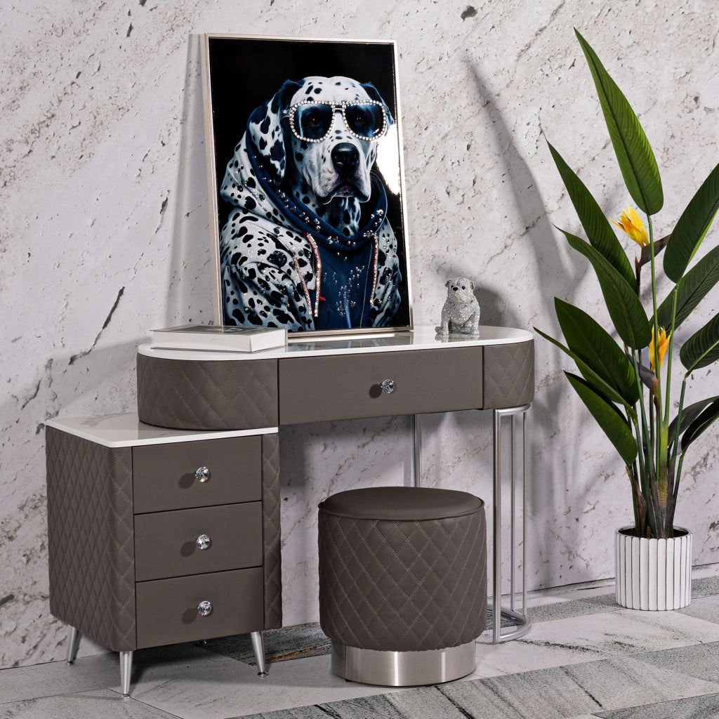 Mobile da Trucco Tafrao, Toeletta 4 Cassetti, 120x40x75h cm Bianco Marmo