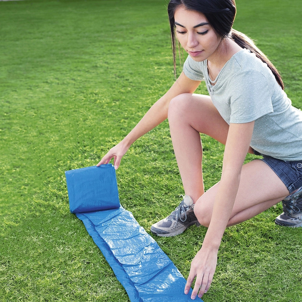 Trade Shop - Tappetino Telo Di Protezione Per Base Fondo Piscina In Pe 488 X 488 Cm Blu Quadrato 58003 -