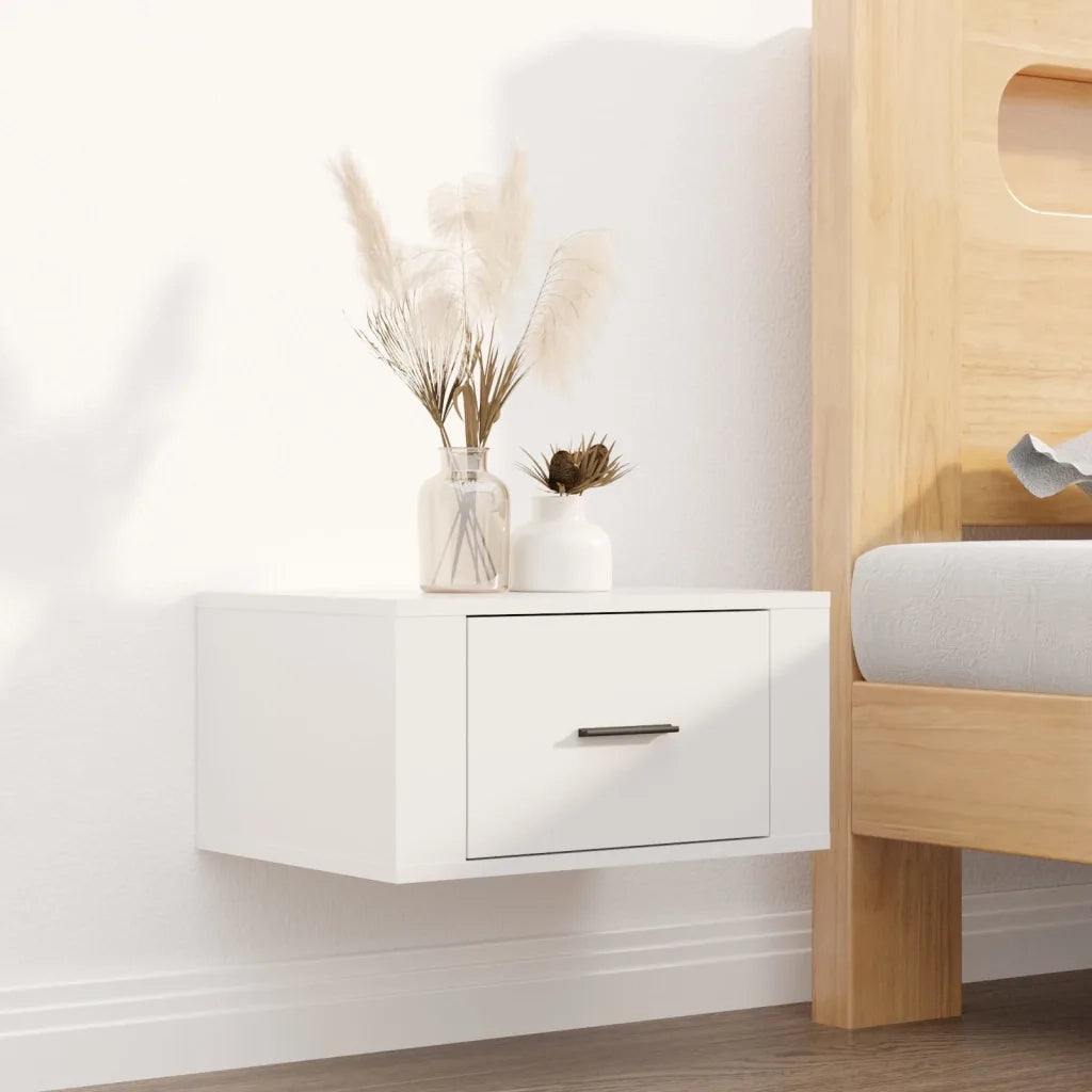 Comodini a Muro 2 pz-Set di 2 Tavolino da notte Bianco Lucido 50x36x25 cm