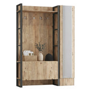 Damasco, Mobile da Ingresso Specchio Incluso, 126x34x180h cm Marrone Quercia