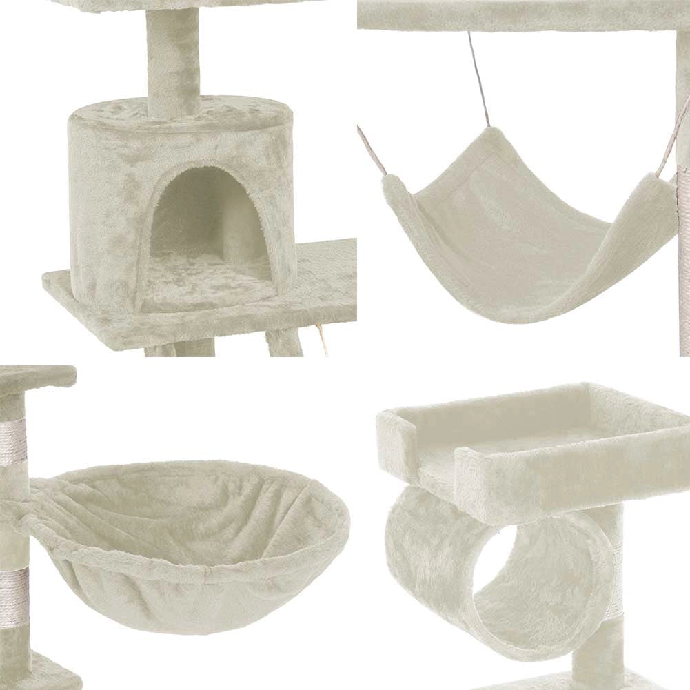 Albero Tiragraffi per Gatti Parco Giochi Cuccia Graffiatoio gatto 142cm Beige