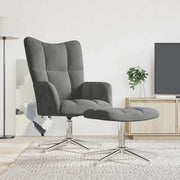 Sedia Relax con Poggiapiedi Grigio Scuro in Velluto