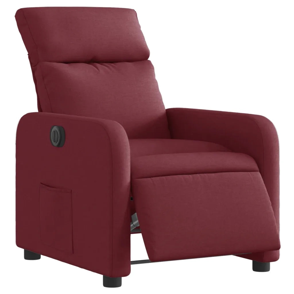 Poltrona Elettrica Reclinabile-Divano Sedia Rosso Vino in Tessuto 446084