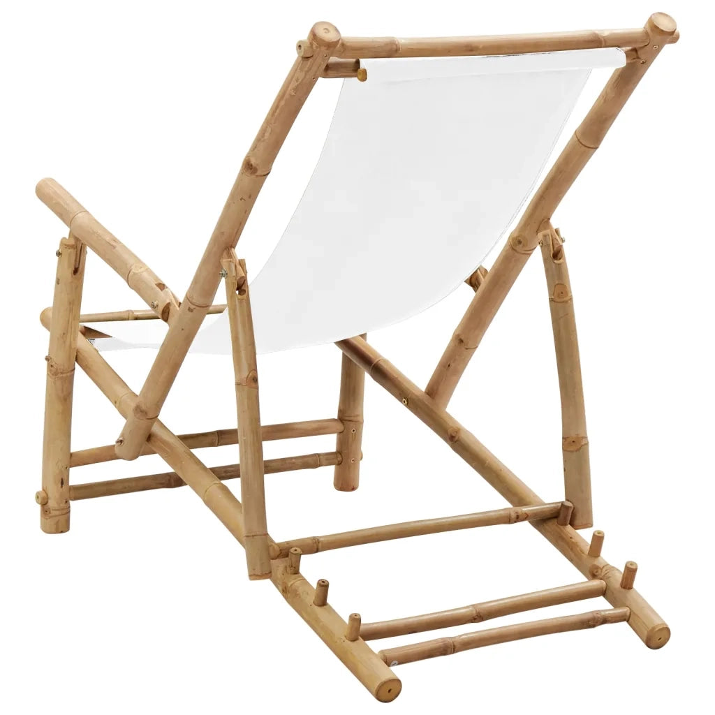 Sedia a Sdraio in BambÃ¹ e Tela Bianco Crema  cod mxl 16973