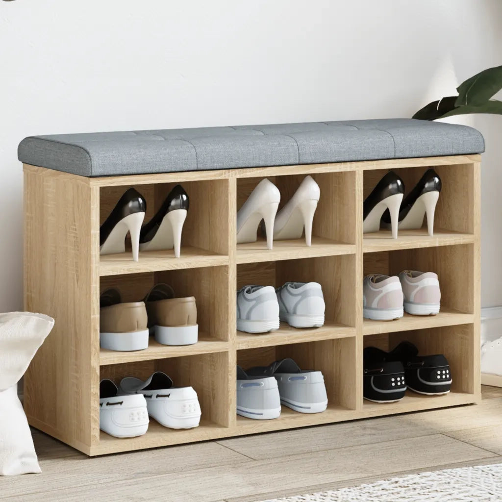 Panca-Sgabello Scarpiera Rovere Sonoma 82x32x50 cm Legno Agglomerato