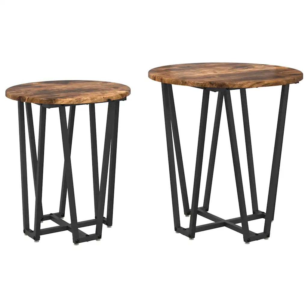 Set tavolini 2 pz | Tavolo laterale Rovere Affumicato e Nero