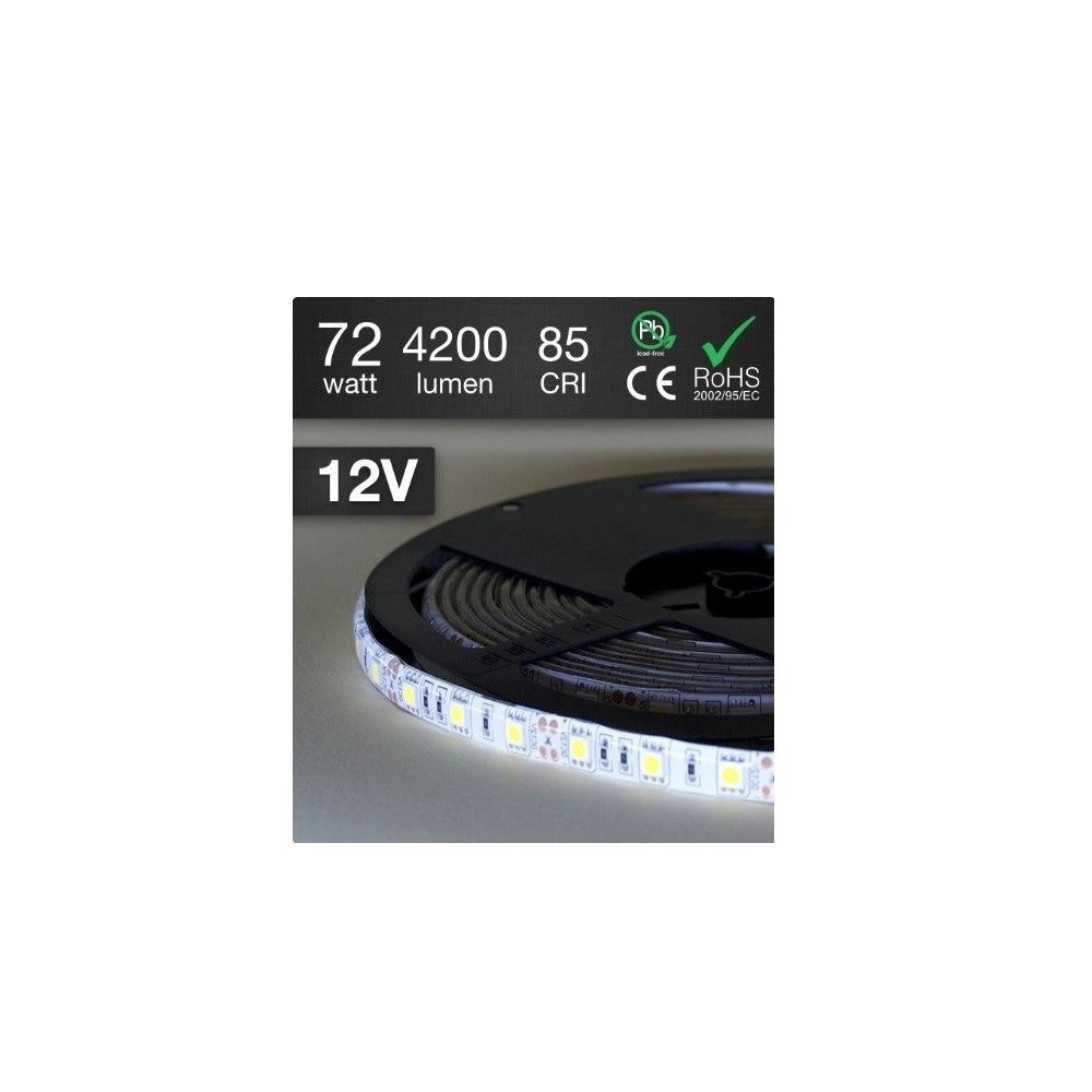 Trade Shop - Striscia Led Resistente All'acqua 5metri 72w Smd5050 Bianco Caldo 300 Led Aipiy -