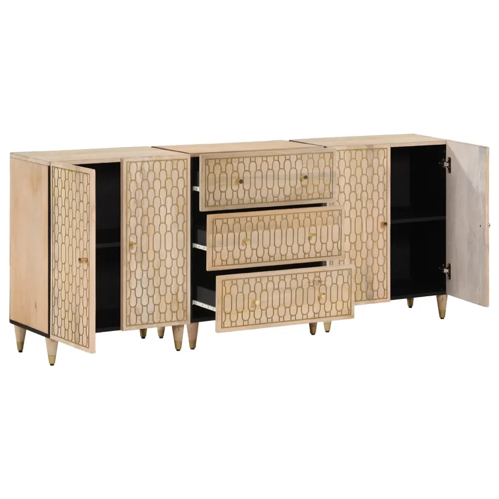 Credenze 3 pz 60x33x75 cm in Legno Massello di Mangocod mxl 92378