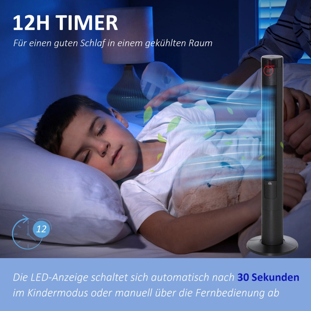 Ventilatore da pavimento con telecomando 117 cm oscillante ¨C zephmum ¨C 4 modalita' 3 velocita' 12h timer nero
