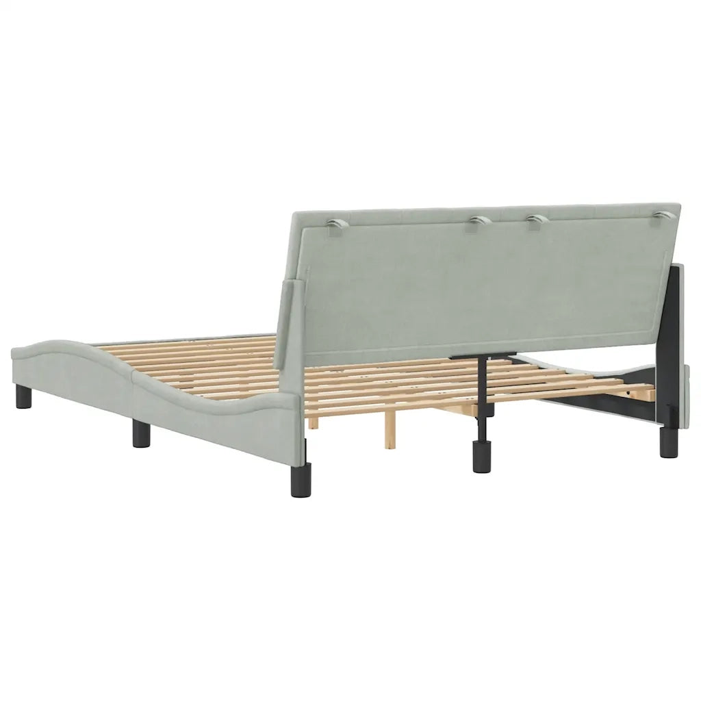 Giroletto senza Materasso-Struttura Letto Hanko Grigio Chiaro 140x200 cm Velluto