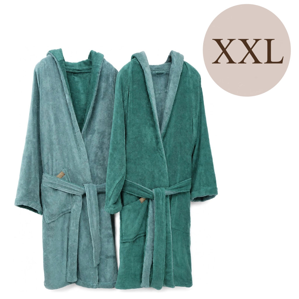 Sekate, Accappatoio 100% Cotone con Cappuccio Reversibile, Verde Acqua