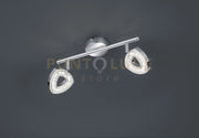 Faretto TOURS barra 2 spots LED integrati in diffusore triangolo cromato R82132106