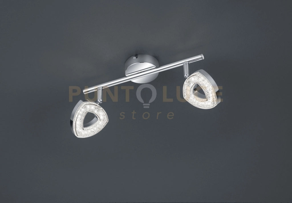 Faretto TOURS barra 2 spots LED integrati in diffusore triangolo cromato R82132106