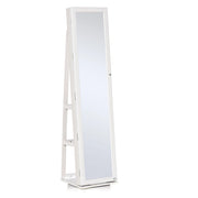 Specchio da Terra Girevole Armadio Portagioie 38x38x160 cm in MDF Bianco