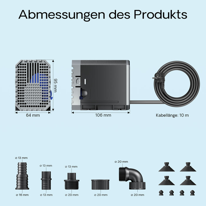 CHJ-900-10 Pompa da laghetto 900l/h 20W Filtro e pompa per ruscelli Cavo da 10 m