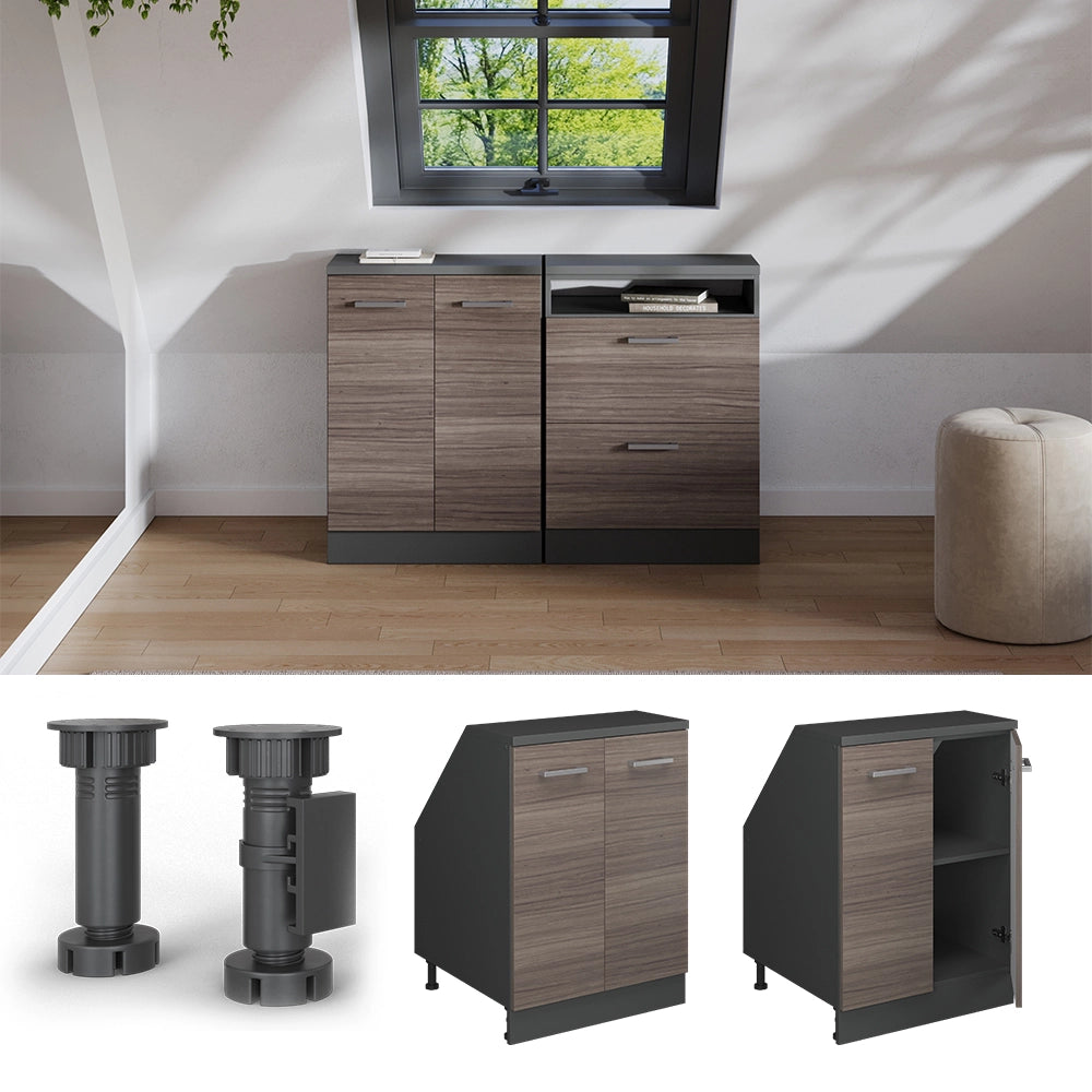 Mobile sottotetto Rion Grigio nobile/Antracite 60 x 83.8 cm con 2 porte, carcassa 60 cm profondità Vicco