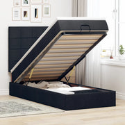 Struttura Letto Pouf con Materasso Nero 80x200 cm in Tessuto 3313114