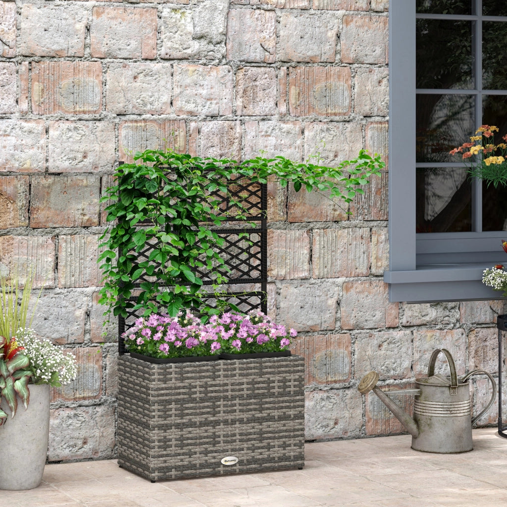 Fioriera con griglia 3 vasche ¨C zephmum ¨C grigio 57x30x107 cm