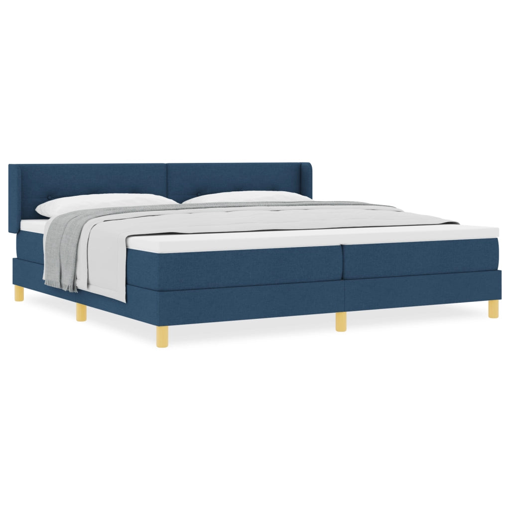 Letto a Molleggio con Materasso Blu 200x200 cm Tessuto