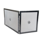 SCHERMI PARASCINTILLE AD ANGOLO ANGOLARE IN FERRO BATTUTO CM. 96X0,5X45