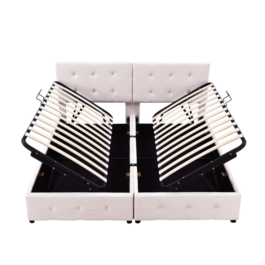 Letto imbottito 180x200 con contenitore idraulico e funzione 2 in 1