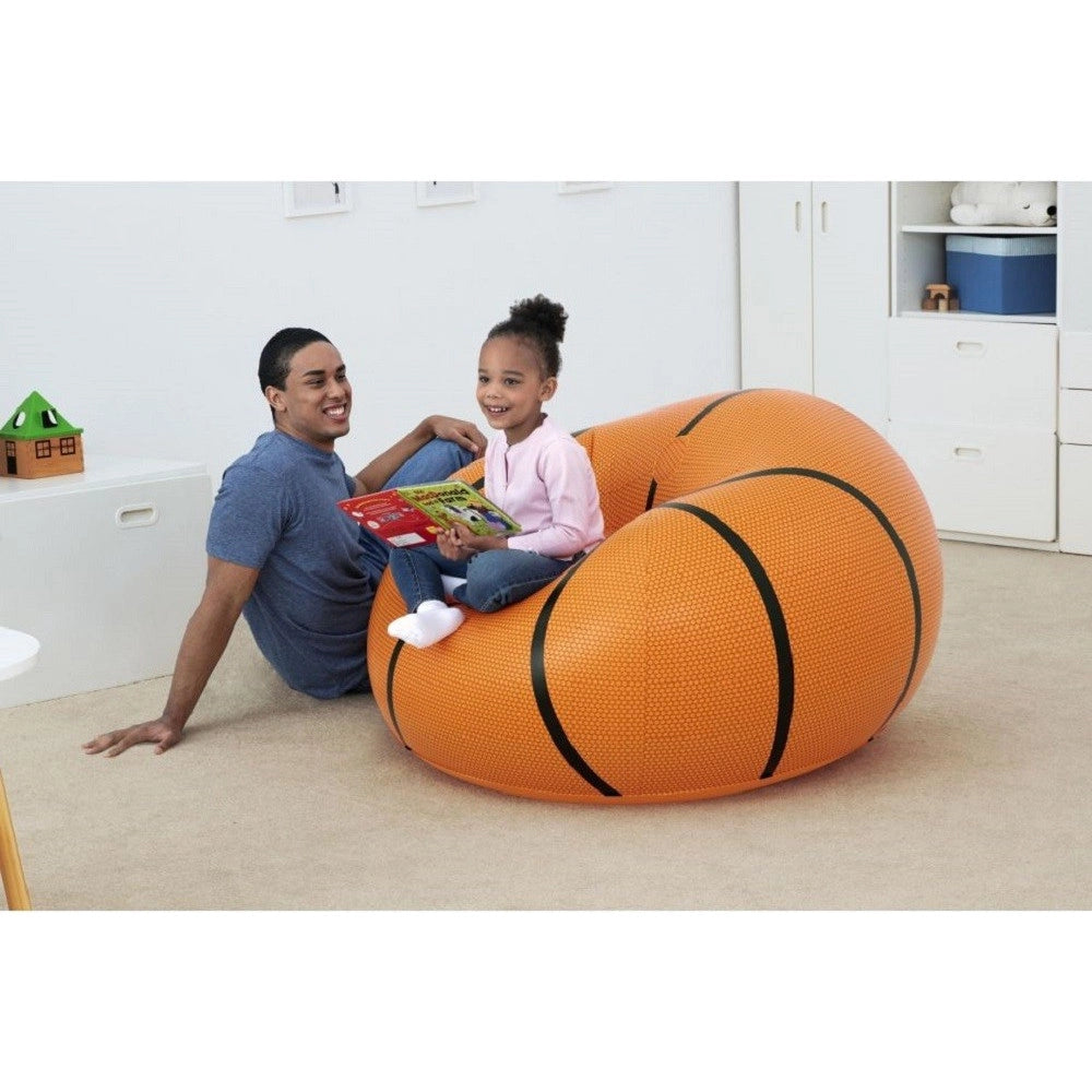 Trade Shop - Poltrona Pouf Gonfiabile Design Palla Da Basket Bambini Ragazzi 114x112x66cm 75103 -