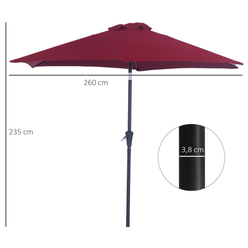 Parasole inclinabile da giardino ¨C zephmum ¨C alluminio rosso ?2,6x2,35m