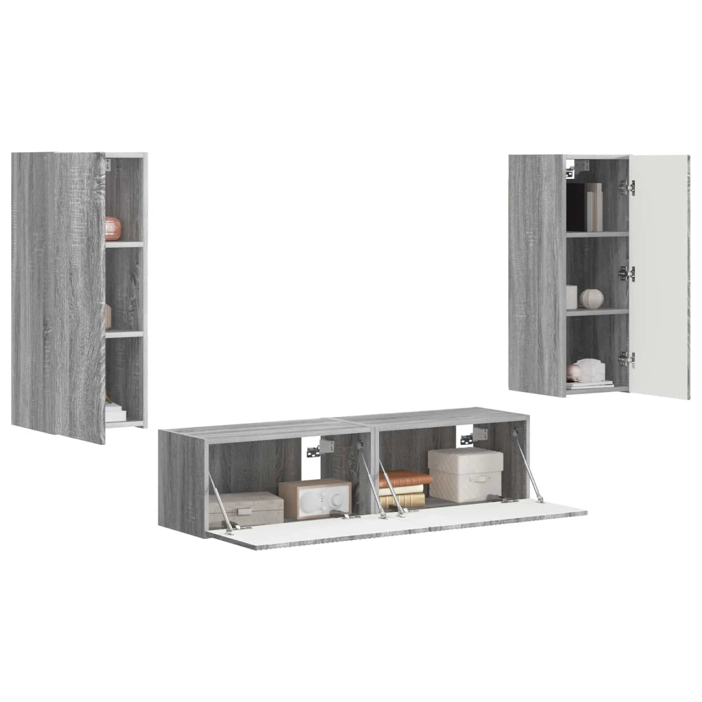 Set mobile TV 2 pz-Credenza per TV Grigio Sonoma Legno multistrato 437593