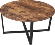 Tavolo da salotto - Tavolo rotondo - Struttura in metallo - Legno - Moka/nero - 88x88x47