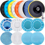 Set di 17 pad di pulitura per macchine di manutenzione auto, copertura di polimento a microfibra massima per capote motore (15 cm)