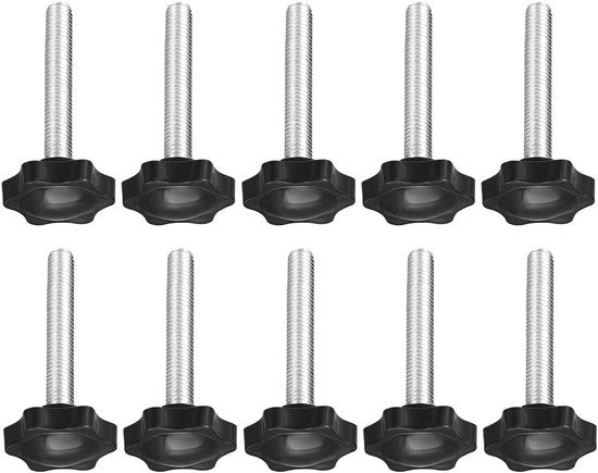 Chiodatrice a manubrio M8 x 60 mm - Manubrio nero - Pomo a forma di stella - Materiale plastico/acciaio di carbonio - Installazione facile - Manubrio comodo