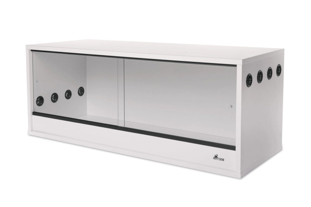 Diversa terrario in legno bianco 100x40x40h - con sportelli scorrevoli in vetro