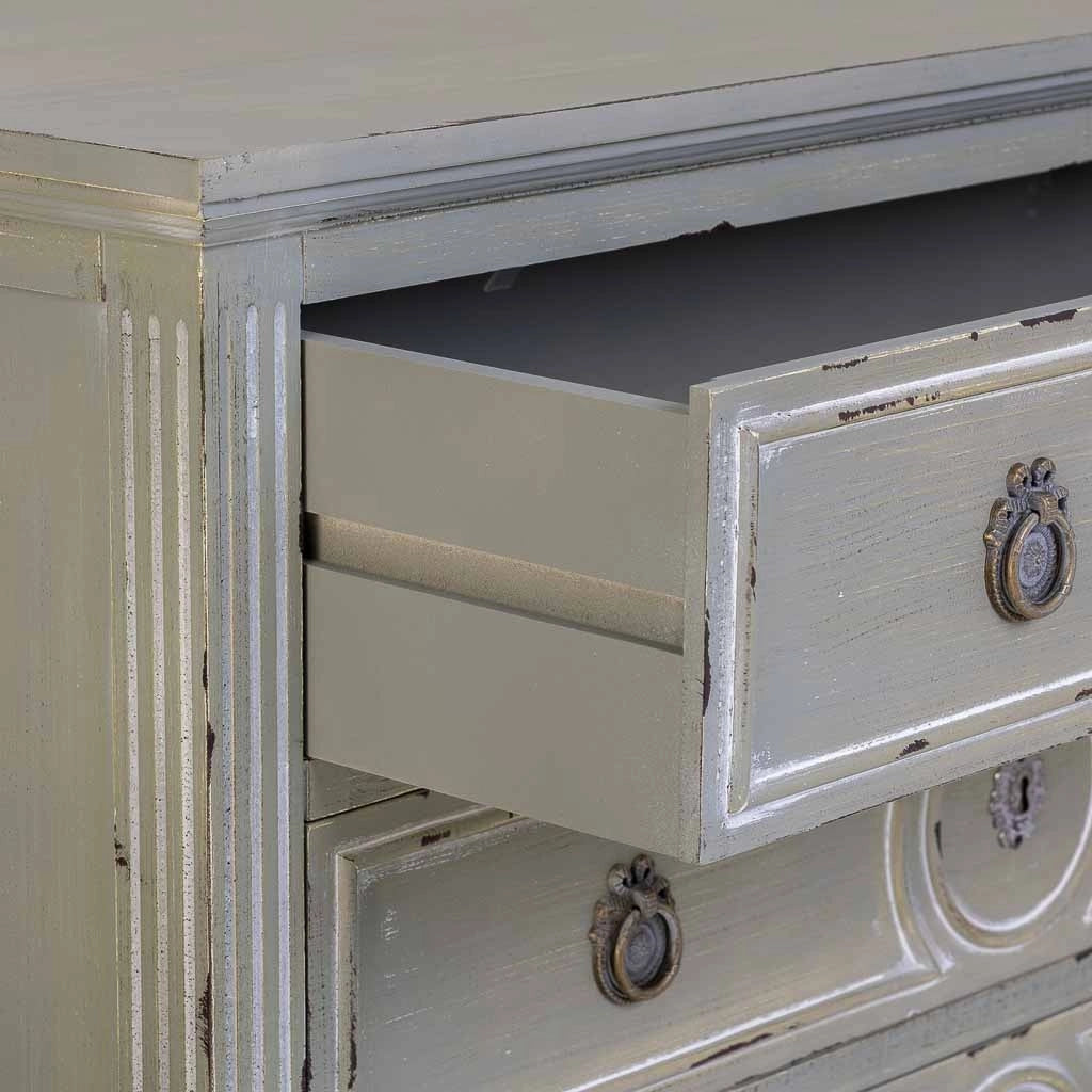 Cassettiera in legno con 3 cassetti grigio 102x46x80h cm