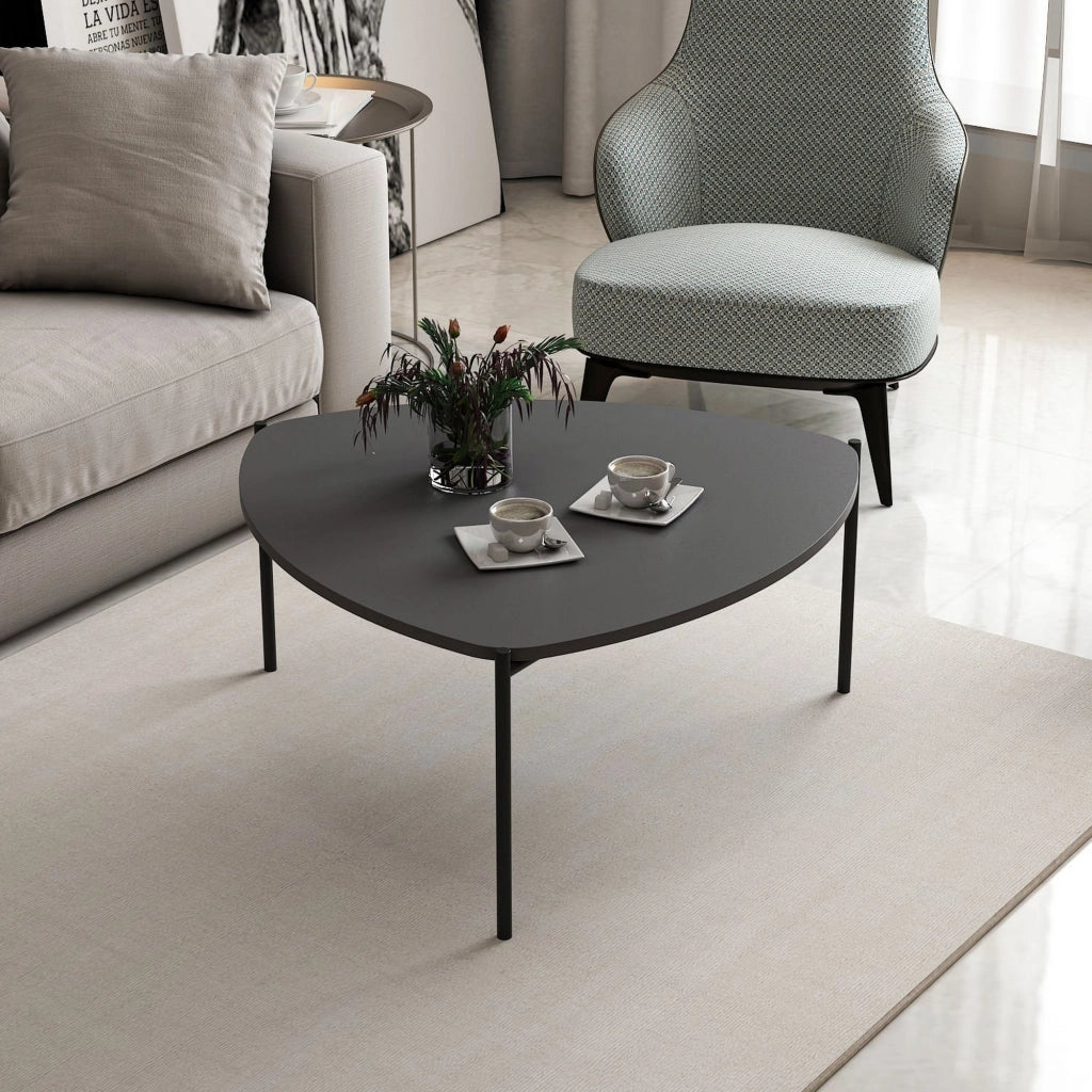 Atesino, Tavolino da Salotto con Piedini, 90x89x40h cm Nero Antracite
