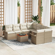 Set Divano da Giardino con cuscino 9 pcs Beige polyrattan 3347309