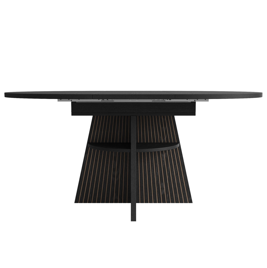 Tavolo da pranzo allungabile 110-150x110x76 cm con vano portaoggetti; MDF e metallo; nero