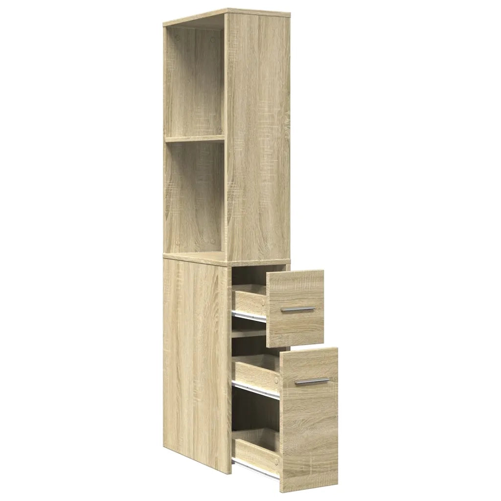 vidaXL Armadietto da Bagno Stretto con Ruote Rovere Sonoma Truciolato