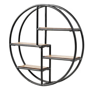 Mensola da parete rotonda a 4 ripiani Ø 55 x 11 cm per una decorazione moderna e un pratico contenitore in metallo nero 20_0019290