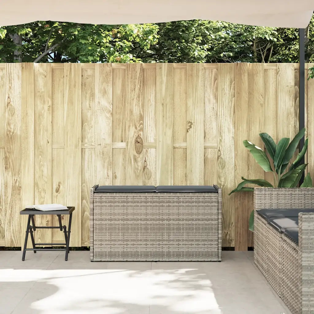 Cassapanca Esterno con Cuscino Grigio Chiaro 100 cm Polyrattan 4104065
