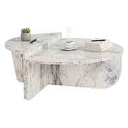 Mansue, Tavolino da Salotto Forma Rettangolare, 90x60x35h cm Bianco Marmo