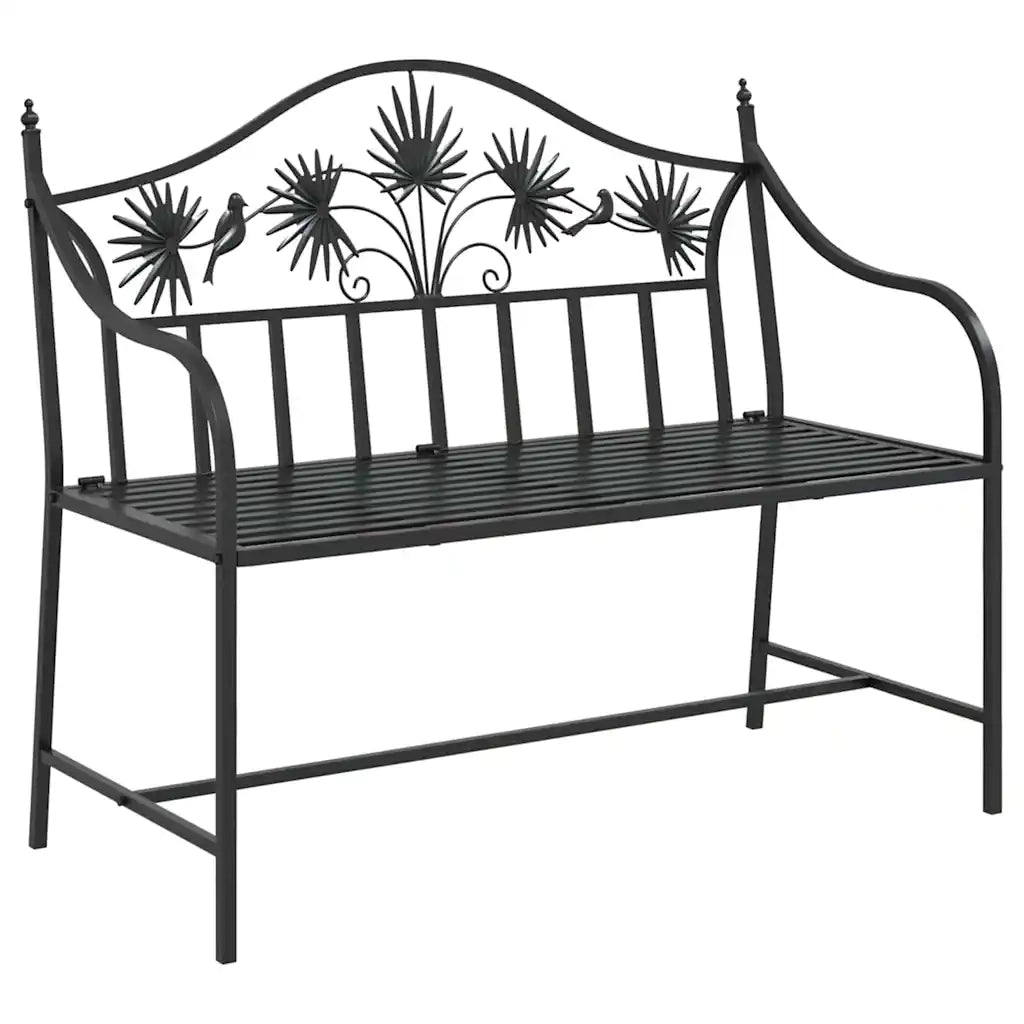 Panchina da Giardino | Panca da Giardino Nero 104 x 52,5 x 89 cm Acciaio
