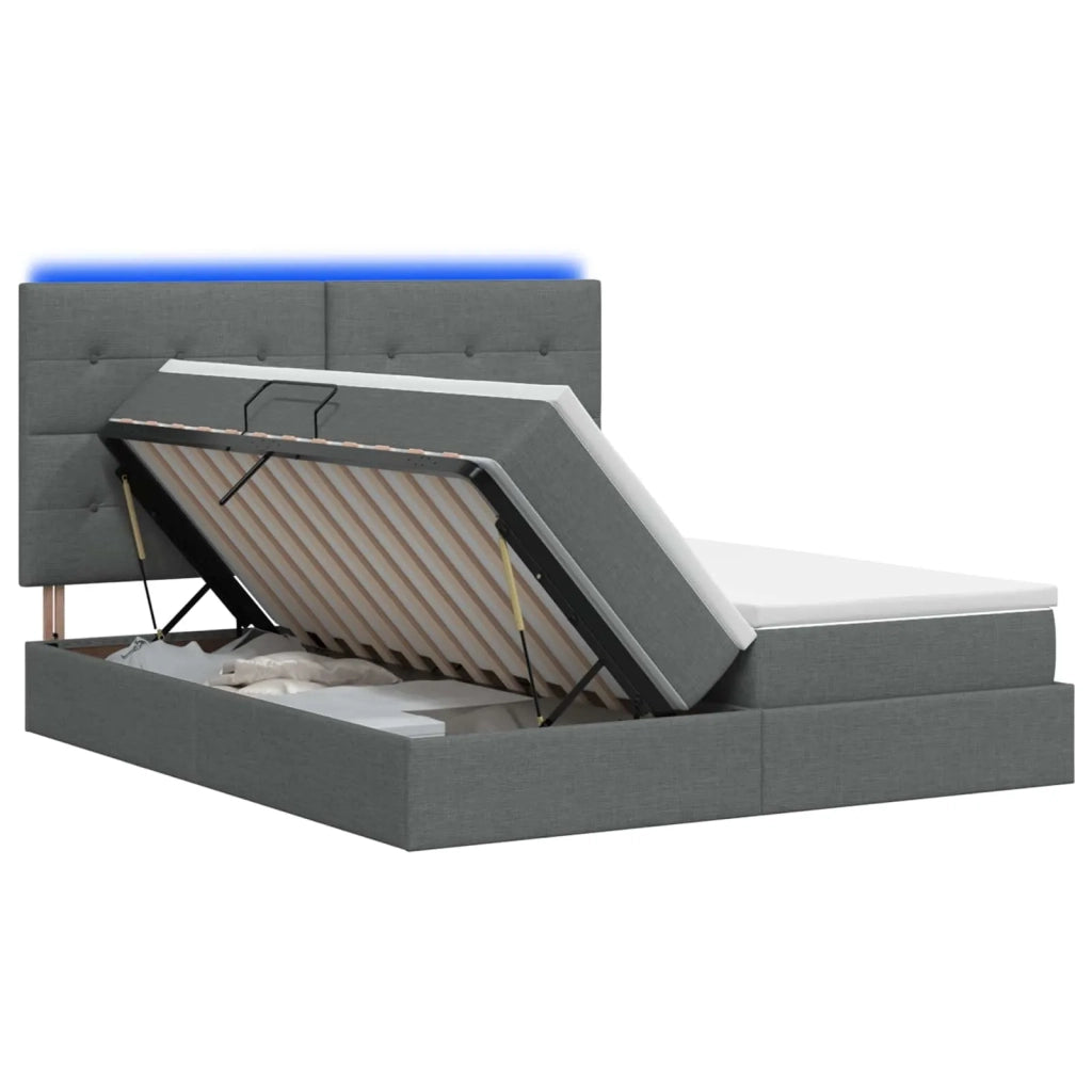 Letto con contenitore LED e materasso Grigio Scuro 200 x 200 cm 3460237