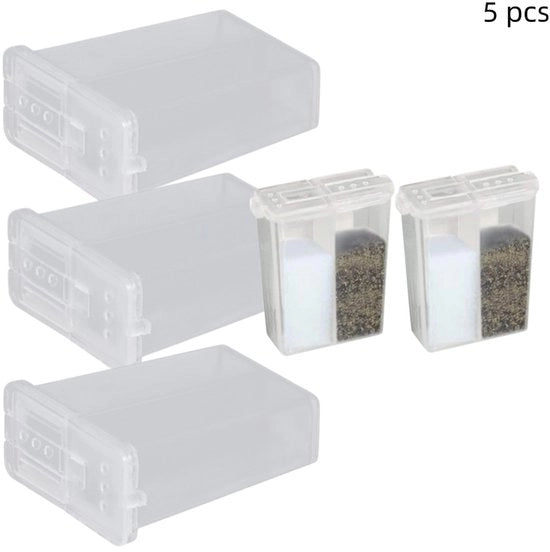 5 pezzi - Miniatore di spezie portatile - Miniatore di spezie portatile e spazzolabile - per campeggio, viaggio e cucina all'aperto - trasparente - 4,5×1,6×5,3cm