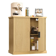 Mobiletto contenitore a buffet con ripiani regolabili 40 x 76 x 80 cm ante scanalate stile di transizione per cucina o sala da pranzo beige 12_0006349