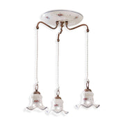 Lampadario Tondo Classico Chieti Metallo E Ceramica Nero Sfumato Rame 3 Luci E14